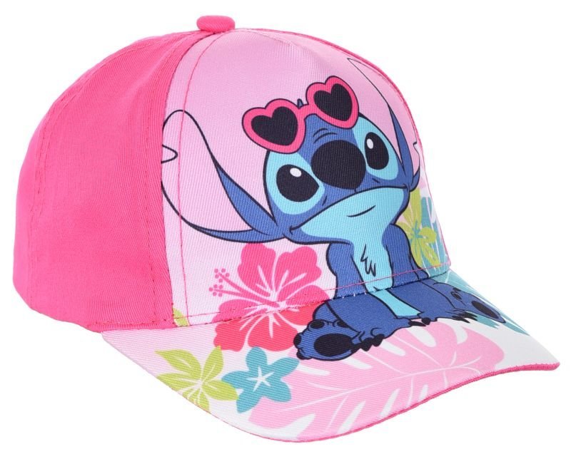 Czapka z daszkiem dla dziewczynki, Disney Baby, Stitch, różowa, bawełna, poliester, rozmiar 50 cm