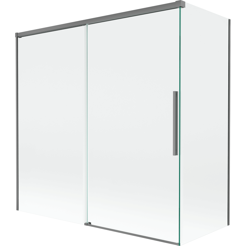 Mexen Rox parawan nawannowy 2-skrzydłowy rozsuwany 160 + 80 x 150 cm, transparent, gun metal - 8C9-160-080-95-00