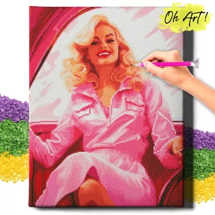DIAMOND PAINTING 5D z RAMĄ Haft Diamentowy Duży Barbie Mozaika 40x50 cm - Zabawki kreatywne - miniaturka - grafika 1