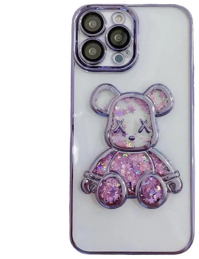 iLike Etui na telefon Tylny pokrowiec Apple iPhone 14 Pro Silicone Case Print Desire Bear Purple ILIAPP14PPDBPR
