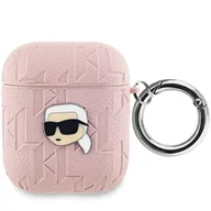 Akcesoria do słuchawek - Etui Karl Lagerfeld Monogram Karl Head na AirPods 1 / 2 - różowe - miniaturka - grafika 1