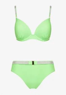 Jasnozielone Bikini Biustonosz z Cyrkoniami i Majtki Typu Figi Tesenna - Stroje kąpielowe - miniaturka - grafika 1