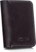 Portfele - Solier Cienki skórzany męski portfel z bilonówką SOLIER SLIM CIEMNY BRĄZ - miniaturka - grafika 1