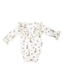 Body dla niemowląt - Dziewczęce body bawełniane na długi rękaw wzór w zajączki kremowe Nicol,r.62 - miniaturka - grafika 1