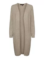 Swetry damskie - VERO MODA Damski kardigan VMDOFFY LS Long Open Cardigan GA NOOS, beżowy (Sepia Tint/Melange), XXL - miniaturka - grafika 1