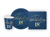Dekoracje i nakrycia stołu na imprezę - Granatowy zestaw na 18-ste urodziny - 22 szt. - miniaturka - grafika 1
