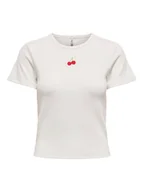 Koszulki i topy damskie - ONLY T-Shirt Daniella 15350554 Biały Slim Fit - miniaturka - grafika 1