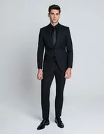Spodnie męskie - spodnie do zestawu galatro czarny slim fit - miniaturka - grafika 1