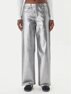 Spodnie damskie - adidas Jeansy Firebird KD2922 Srebrny Loose Fit - miniaturka - grafika 1