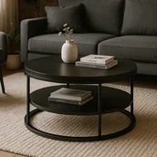 Ławy i stoliki kawowe - Stolik Kawowy z Półką BEST 70 cm Czarny Nowoczesny - miniaturka - grafika 1