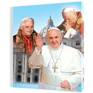 Ikony i obrazy sakralne - Obraz religijny na płótnie Święty Jan Paweł II, Papież Benedykt XVI i Papież Franciszek - miniaturka - grafika 1