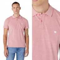 Koszulki męskie - Wrangler REFINED POLO SHIRT Faded Rose RÓŻOWA POLÓWKA MAŁE LOGO REGULAR M - miniaturka - grafika 1