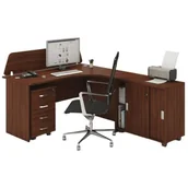Zestawy mebli biurowych - Zestaw mebli biurowych MIRELLI A+, typ F, prawy, orzech - miniaturka - grafika 1