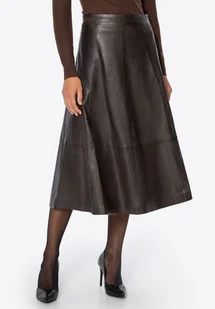 Skórzana spódnica midi brązowa - Spódnice Skórzana spódnica midi brązowa - Spódnice - miniaturka - grafika 1
