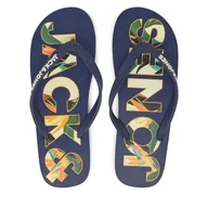 Klapki i japonki męskie - Japonki Jack&Jones Jfwlogo Palm Print Flip Flop Ln 12230642 Granatowy - miniaturka - grafika 1
