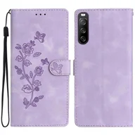 Portfele - Skórzane etui do Sony Xperia 10 V, stojak na portfel odporny na odciski palców Kwiatowy pokrowiec na telefon -dd Fioletowy - miniaturka - grafika 1
