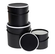 Opakowania i torebki na prezenty - Pudełko Flower Box 3szt czarny Rozette - miniaturka - grafika 1