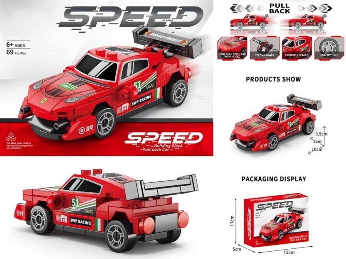 Madej Klocki samochód pull back 69el