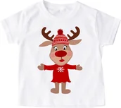 Koszulki dla dziewczynek - Koszulka z reniferem dla dziewczynki - miniaturka - grafika 1