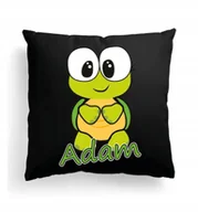 Poduszki dekoracyjne - CZARNA Poduszka Z IMIENIEM Na Wielkanoc MAŁY SŁODKI ŻÓŁW ŻÓŁWIK BAJKOWY - miniaturka - grafika 1