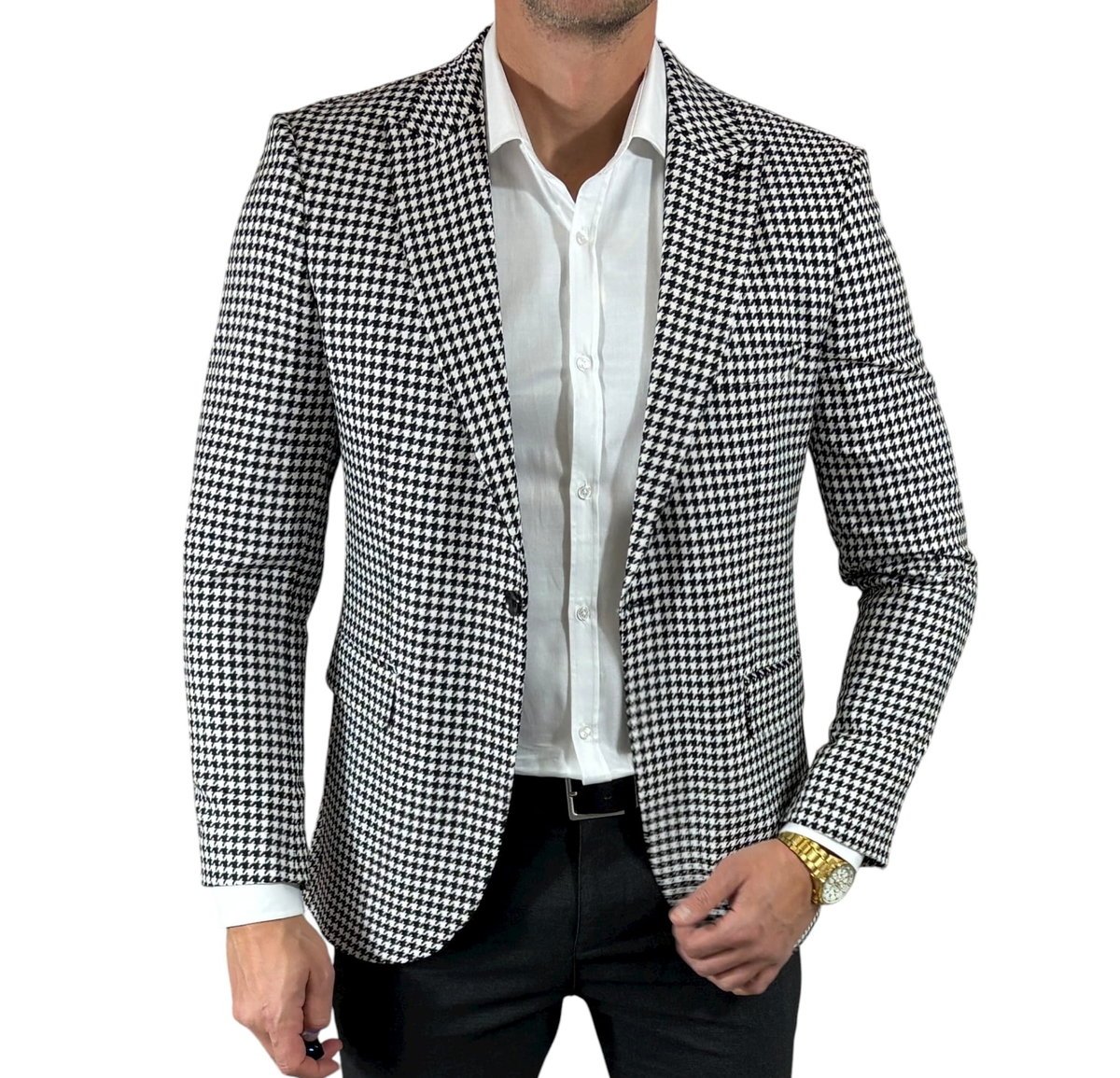 Marynarka jednorzędowa taliowana w pepitkę DJM20 52