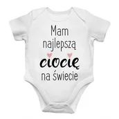Body dla niemowląt - Koszulkowy, Body dziecięce z nadrukiem, Mam najlepszą ciocię na świecie, 12m - miniaturka - grafika 1