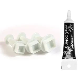 3 kwadratowe plastikowe foremki do ciastek + czarny długopis - Formy do ciast - miniaturka - grafika 1