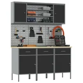 Szafy i regały magazynowe - vidaXL Zestaw 5 Czarny Stal Duży Regulowane nóżki Szafka robocza - miniaturka - grafika 1