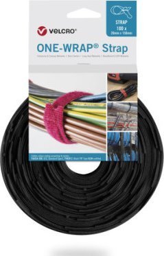 VELCRO One Wrap 20 mm x 150 mm, 100 sztuk, trudnopalna, czarna