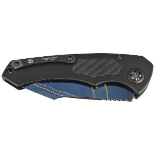 Nóż automatyczny Heretic Pariah-A Custom DLC Aluminium / Carbon Fiber Inlays, Blued Baker Forge AuroraMai Damascus by Tony Marfione Jr. - Noże - miniaturka - grafika 6