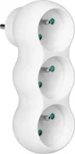 Gniazdka elektryczne - Orno Rozgałęźnik 3x2P+Z"bałwanek" z wtyczką górną, biały - miniaturka - grafika 1