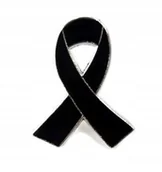 Broszki - PIN, PRZYPINKA, BROSZKA, PLAKIETKA -SYMBOL ŻAŁOBY - CZARNA WSTĄŻKA ŻAŁOBNA - miniaturka - grafika 1