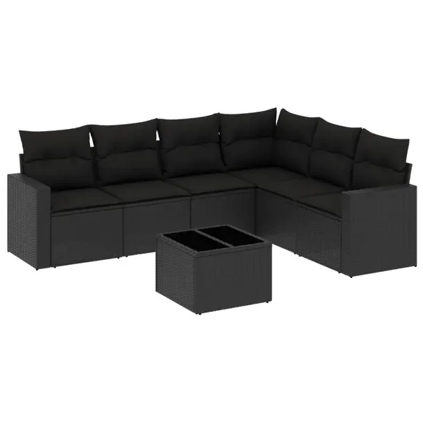Modułowy zestaw wypoczynkowy z rattanem PE w kolorze czarnym 62 x 62 x 69