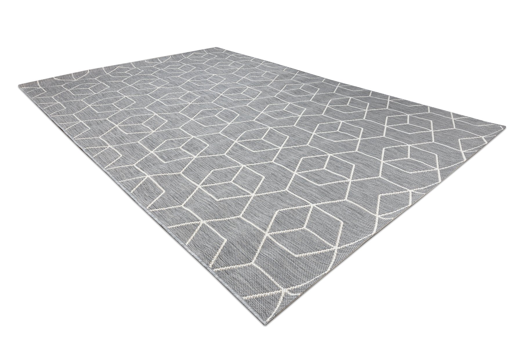 Dywan SZNURKOWY SIZAL FLAT 48655/637 KOSTKI 3D szary 160x230 cm