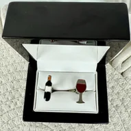 Spinki do mankietów i krawatów - SPINKI DO MANKIETÓW koszuli drink wino kieliszek - miniaturka - grafika 1