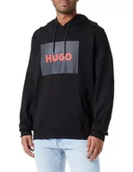 Bluzy męskie - HUGO Męska bluza z kapturem Duratschi223 z French Terry z nadrukiem logo, Black7, L - miniaturka - grafika 1