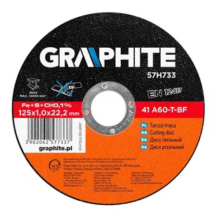 Graphite Tarcza tnąca do metalu INOX 125x1x22mm 57H733 - Materiały ścierne - miniaturka - grafika 2