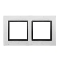 Klawisze i ramki - Kontakt Simon Ramka podwójna SIMON 54 NATURE metalowa - inox nero - miniaturka - grafika 1