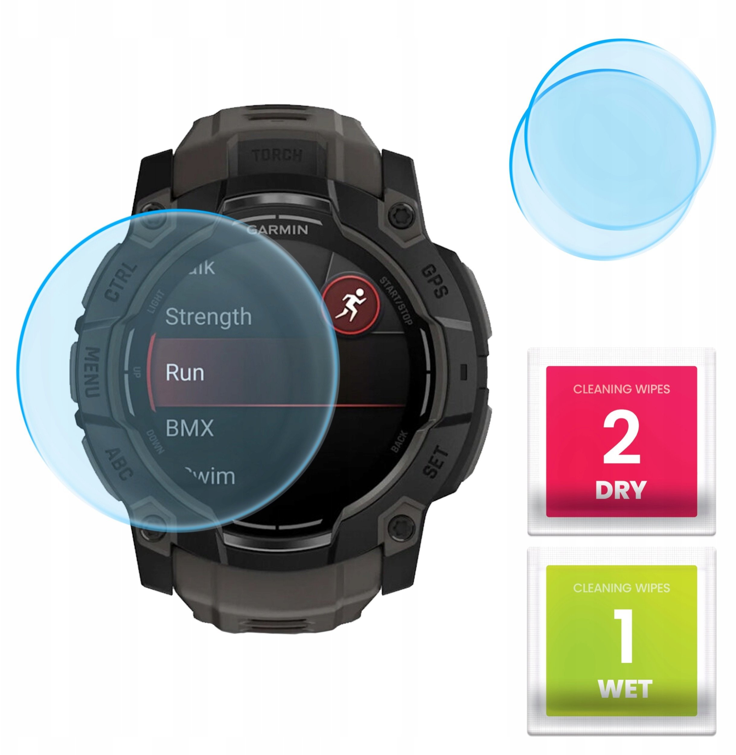 2-PAK Szkło Hybrydowe do Garmin Instinct 3 50 mm Szkiełko, Ochronne, 9H