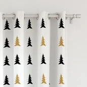 Zasłony - Zasłona WINTER  wzór BN06 | czarne i żółte skandynawskie choinki 150 x 300 cm tkanina standard - miniaturka - grafika 1