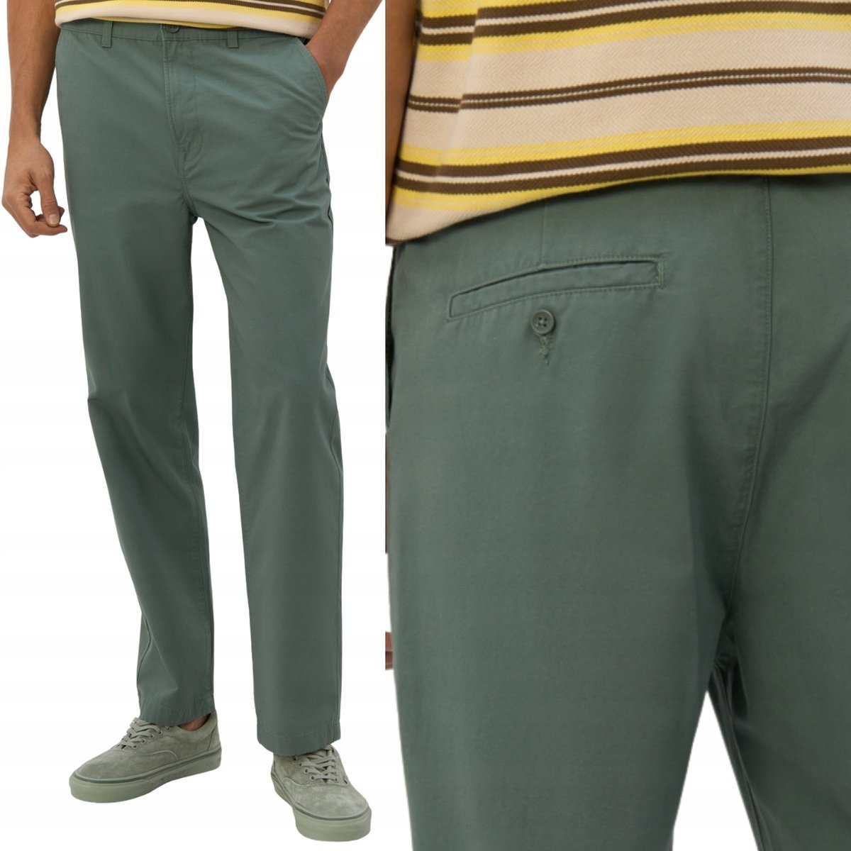 Lee RELAXED CHINO Fort Green LUŹNE ZIELONE CHINOSY BEZ STRECZU W32 L34