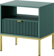 Szafki nocne - DomoHome Elegancka szafka nocna Nova - Design ze złotym uchwytem, Rowkowany front, Praktyczna i nowoczesna, Rozmiar: 54x56x39 cm, Kolor: Lablador Matt, Metalowe nogi - Kolor: Złoty - miniaturka - grafika 1