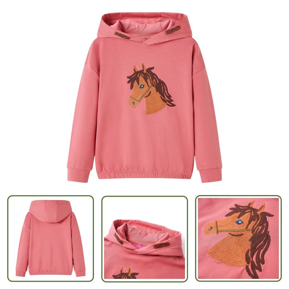 Bluza dziecięca z kapturem - stary róż - 128 - Bluza Dziewczęca