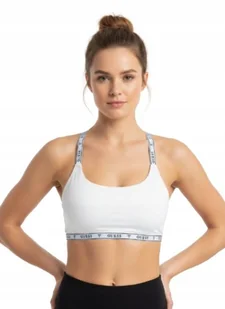 GUESS BIAŁY SPORTOWY BIUSTONOSZ Z LOGOWANYMI RAMIĄCZKAMI S GNA - Biustonosze - miniaturka - grafika 1