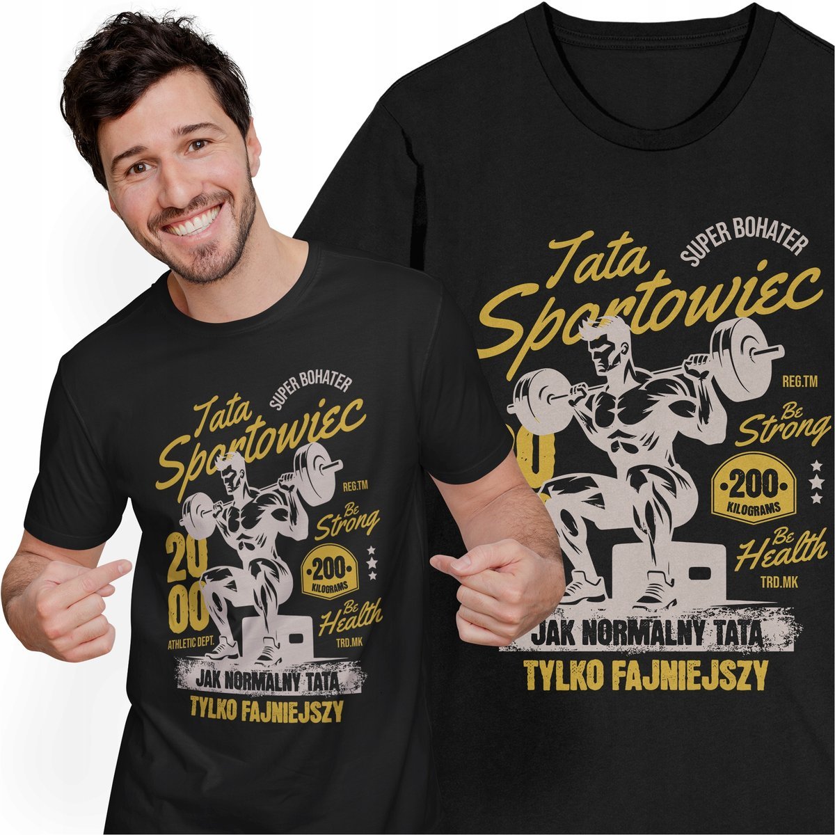 Koszulka Męska Dzień Taty Ojca T-shirt Tata dla Taty Sportowca na Siłownię