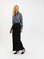 Spodnie damskie - Spodnie z szeroką nogawką w kolorze czarnym - miniaturka - grafika 1
