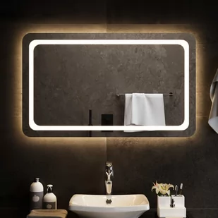vidaXL Lustro łazienkowe z LED, 100x60 cm - Lustra - miniaturka - grafika 1