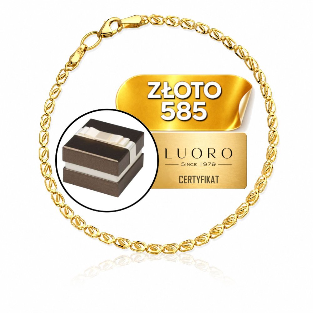 BRANSOLETKA ZŁOTA 585 14K OWALNE OGNIWA 18,5 CM ELEGANCKA DELIKATNA