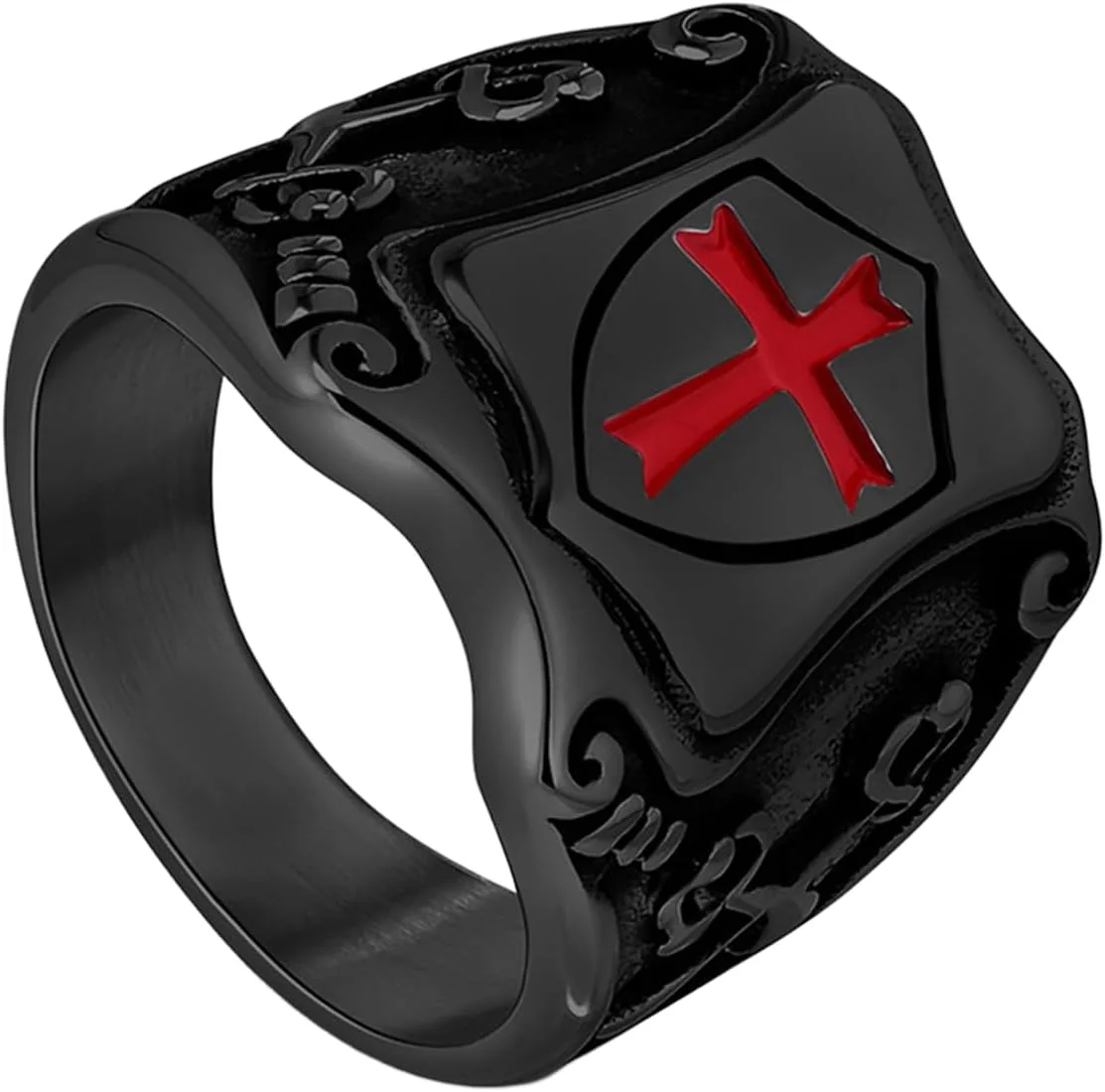 PIERŚCIEŃ ROZMIAR 54 CZARNY KRZYŻ CELTYCKI STAL NIERDZEWNA MĘSKI