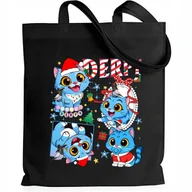 Torby i wózki na zakupy - Torba Czarna EKO ŚWIĄTECZNY DERPY Prezent Na Mikołajki Pod Choinkę Święta - miniaturka - grafika 1